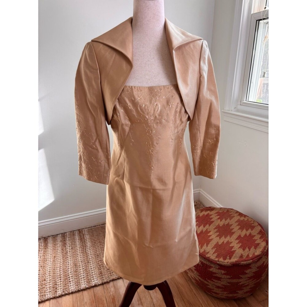 Talbots size 8 Gold Color Formal Dress with Jacket